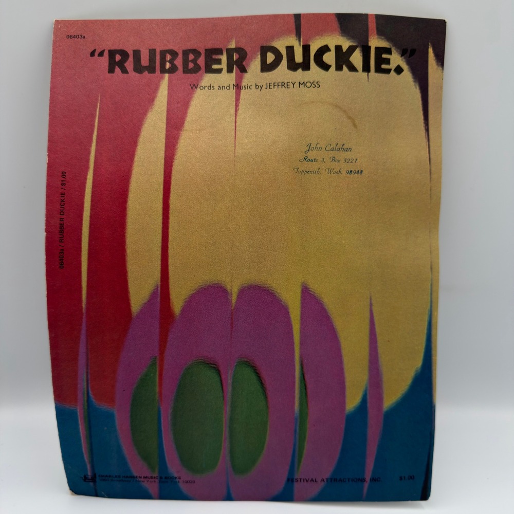 Vintage 1970 Rubber Duckie Sesame Street Sheet Music Jeffrey Moss Ernie Muppets